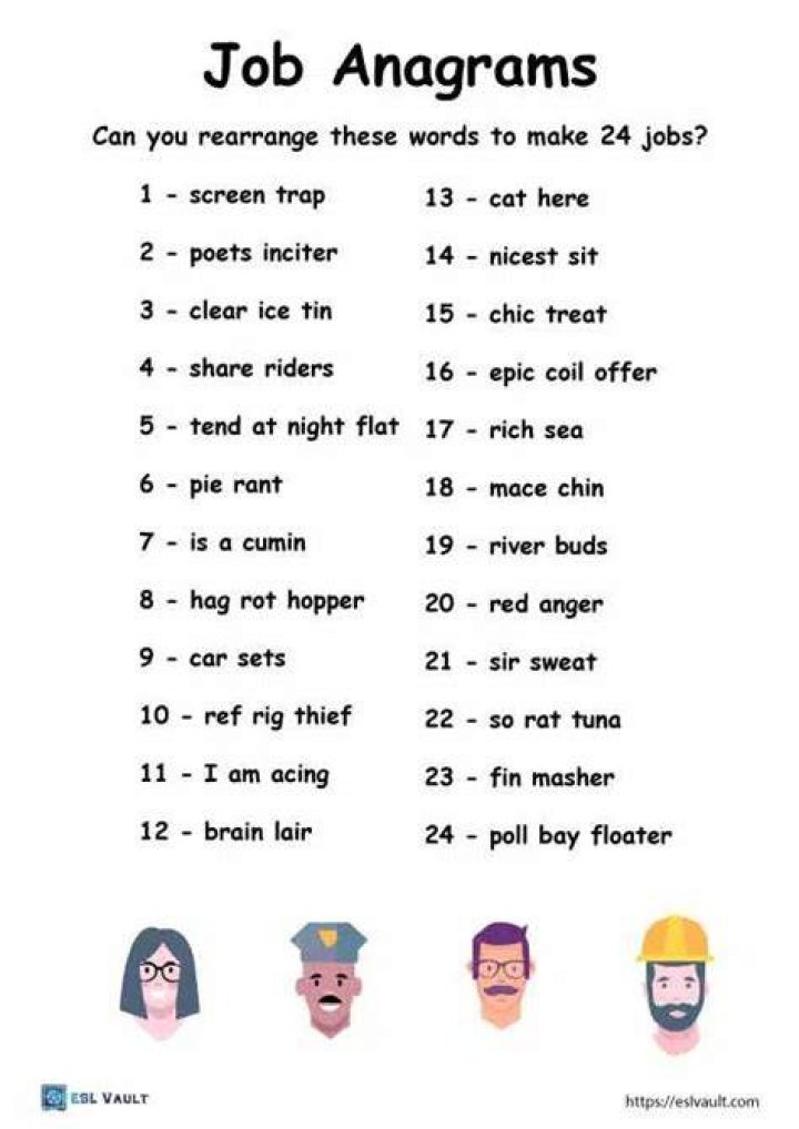 7 printable anagrams puzzles ESL Vault