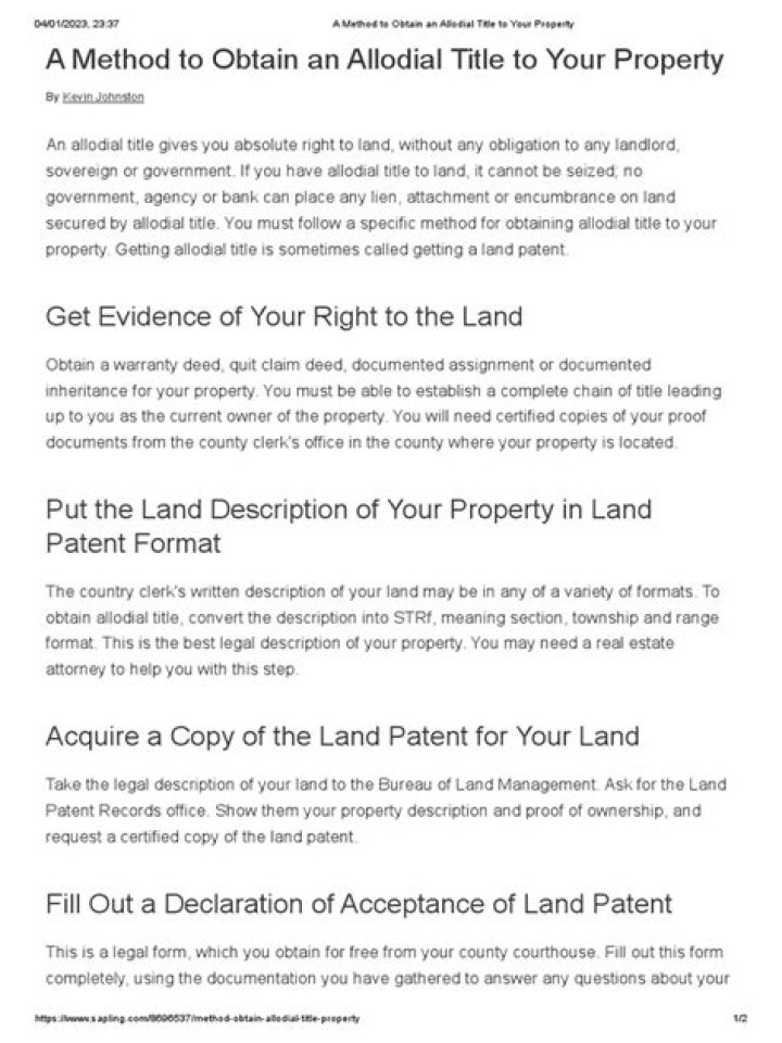 Allodial Title &equiv; Fill Out Printable PDF Forms Online
