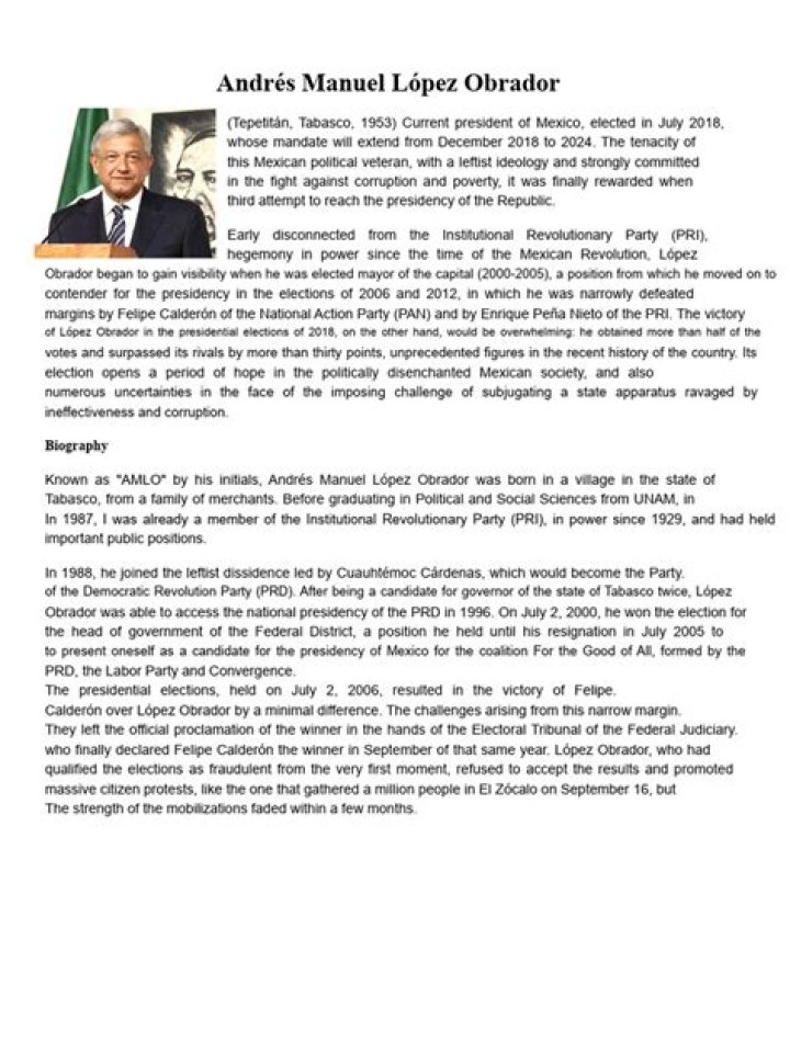 Andr&eacute;s Manuel L&oacute;pez Obrador Biography Facts, Childhood, Family Life