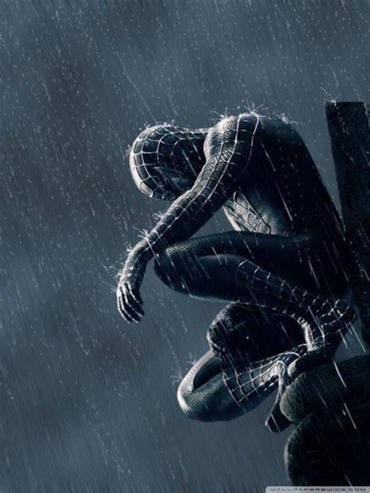 Black Spiderman in Rain iPhone Wallpaper iPhone Wallpapers