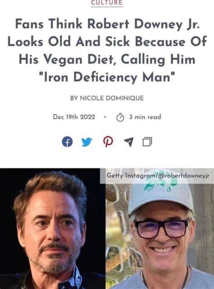 CULTURE Fans Think Robert Downey Jr. Looks Old And Sick Because Of His