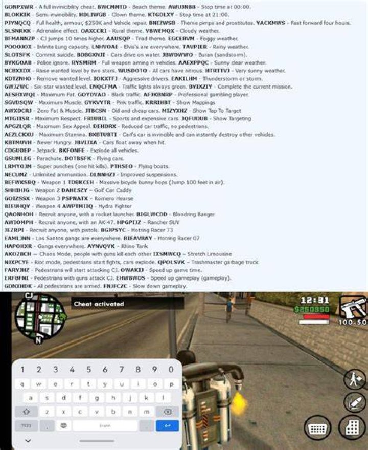 GTA San Andreas Cheats APK
