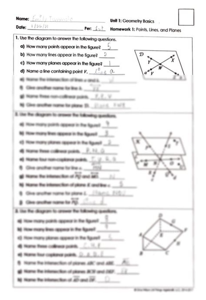 Images Unit 1 Geometry Basics Points Lines And Planes Answer Key Latest