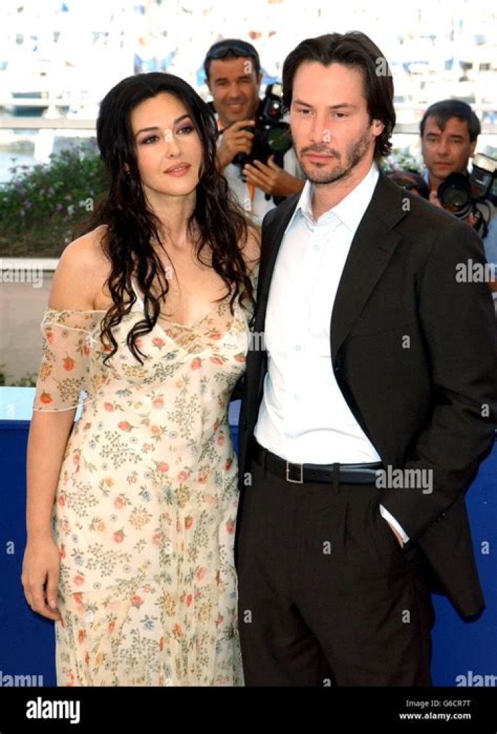 Monica Bellucci and Keanu Reeves at the Cannes Film Festival for Matrix