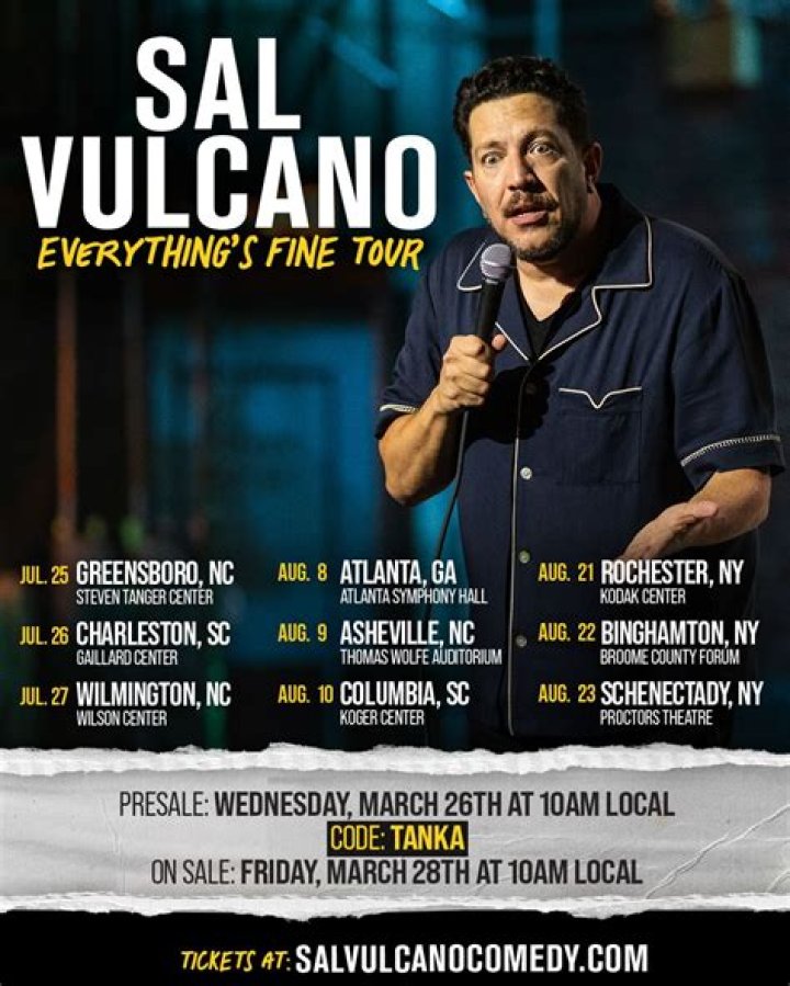 Sal Vulcano Tour 2023 Tickets for Show in USA