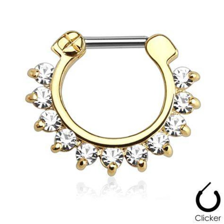 Septum Clicker Ring 16 Gauge Crystal Aurora Gem Piercing Body Jewelry